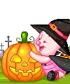 cute kawaii halloween piglet