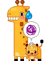 cute angry bear with giraffe