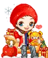 cute boy with presents