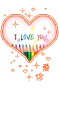 cute kawaii i love you pencil heart