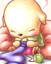 cute kawaii puppy knitting
