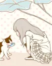 cute kawaii girl & cat