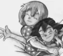 ash and misty hugging