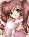 Cute anime girl holding a rabbit
