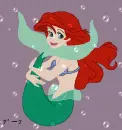 Ariel Holding Her Tail with Bubbles