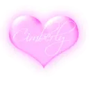 Cimberly in a pink blinking heart