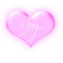 Roy in a pink blinking heart