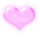 Theresa in a pink blinking heart 