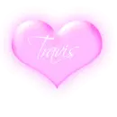 Travis in a pink blinking heart 