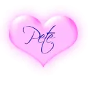 Pete in a pink blinking heart