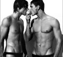 One apple, Two guys.