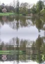 Reflecting Lake with Gazebo and Trees