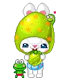 Green Rabbit Costume with mini froggie