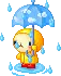 cute kawaii under the umbrella