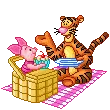 cute kawaii piglet & tiger picnic