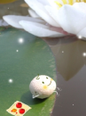 cute kawaii rest near a lotus