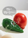 cute kawaii tomato comforting green pepper