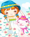 cute kawaii lil girl with a goat