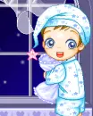 cute kawaii lil boy in pyjamas & stars in the sky