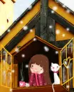 cute kawaii girl enjoying the snow fall