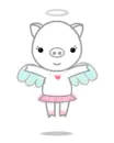 cute kawaii angel pig
