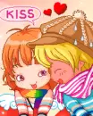 cute kawaii shy lil lovers kiss