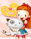 cute kawaii lil girl with cat i love you