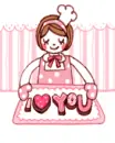 cute kawaii pink chef i love you