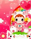 cute kawaii girl & cats