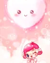 cute kawaii pinky girl & balloon