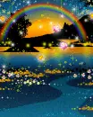 cute kawaii rainbow landscape