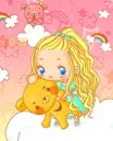 cute kawaii blonde girl with a teddy bear
