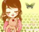 cute kawaii lil girl with a teddy bear