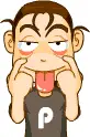 japanese boy sticking his tongue out