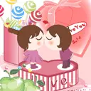 kawaii couple kissing
