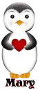 Penguin with Heart and Glitter and Name