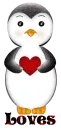 Penguin with Heart and Glitter and Name
