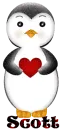 Penguin with Heart and Glitter and Name