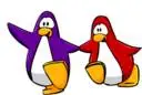 Penguins holding hands