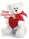 white bear with red bow and a heart Happy Valentines Day