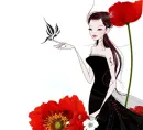 Girl with red flower