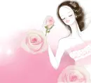 GIRL WITH PINK ROSES