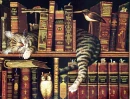 Sleepy Cat with Books