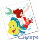 Ariel, Flounder, and Sebastian Swimming with Bubbles with Crystal