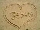 jesus' name in the sand