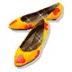 yellow shoes with red hearts