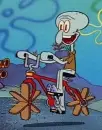 Squidward on his bike