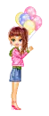 doll holding balloons