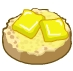 two toasts with butter