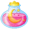 pink potion with a moon